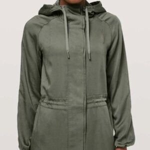 Lululemon City Stroll Solid Sage Green Jacket Tencel Hoodie Trench Coat 6